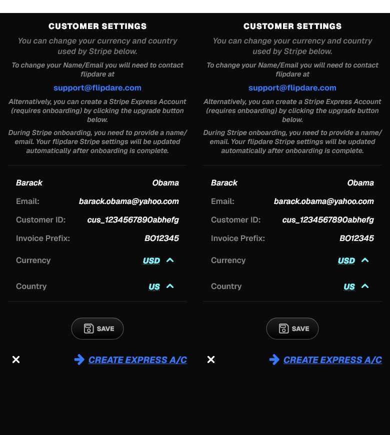 Stripe Settings Modal